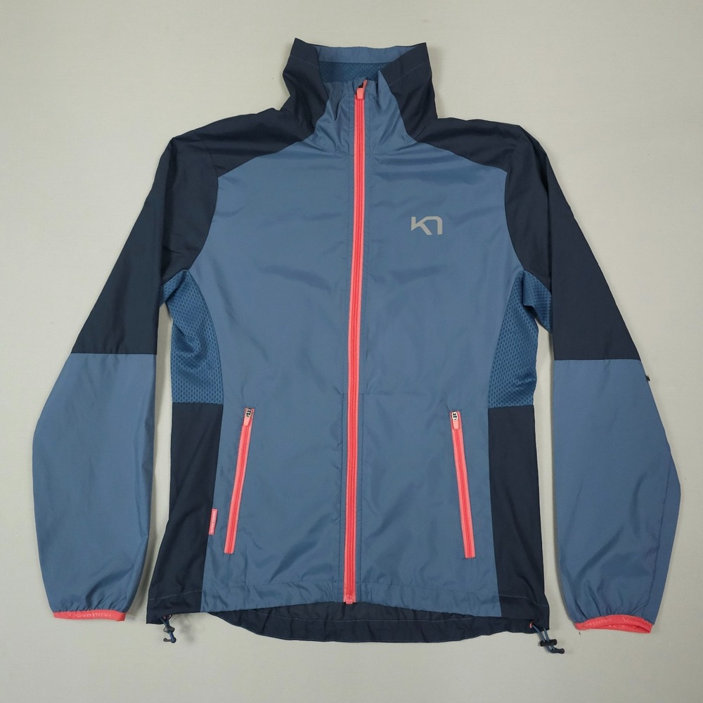 Kari Traa Nora Windbreaker Jacket Women Medium Blue Coral Lightweight Full Zip